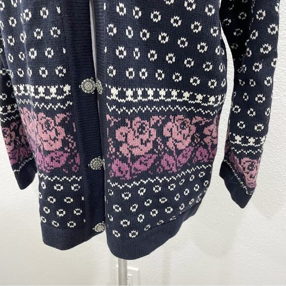 NWT Handknitted Sweater Market Denmark Wool Cardigan Pewter Clasps Navy XL - Picture 3 of 7